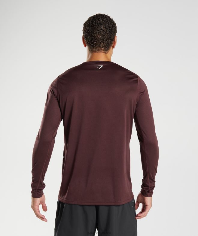Gymshark t-shirt de sport à manches longues marron cuit/marne noire Hommes 6HF28681