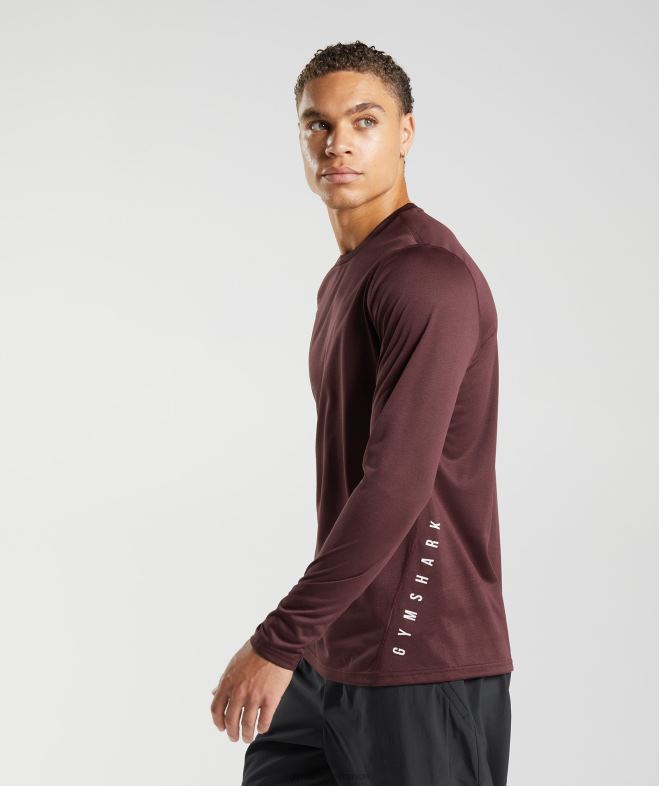 Gymshark t-shirt de sport à manches longues marron cuit/marne noire Hommes 6HF28681
