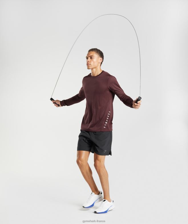 Gymshark t-shirt de sport à manches longues marron cuit/marne noire Hommes 6HF28681