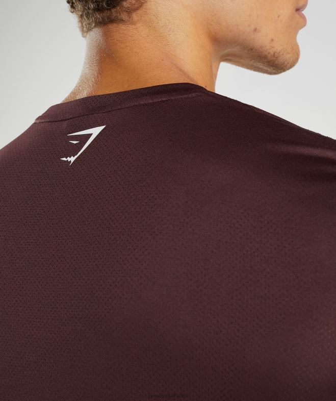 Gymshark t-shirt de sport à manches longues marron cuit/marne noire Hommes 6HF28681