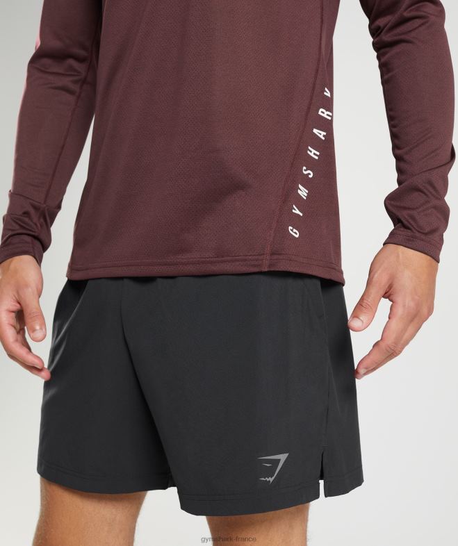 Gymshark t-shirt de sport à manches longues marron cuit/marne noire Hommes 6HF28681