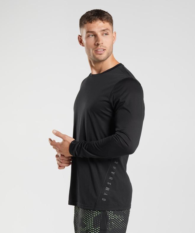 Gymshark t-shirt de sport à manches longues noir/noir chiné Hommes 6HF28584