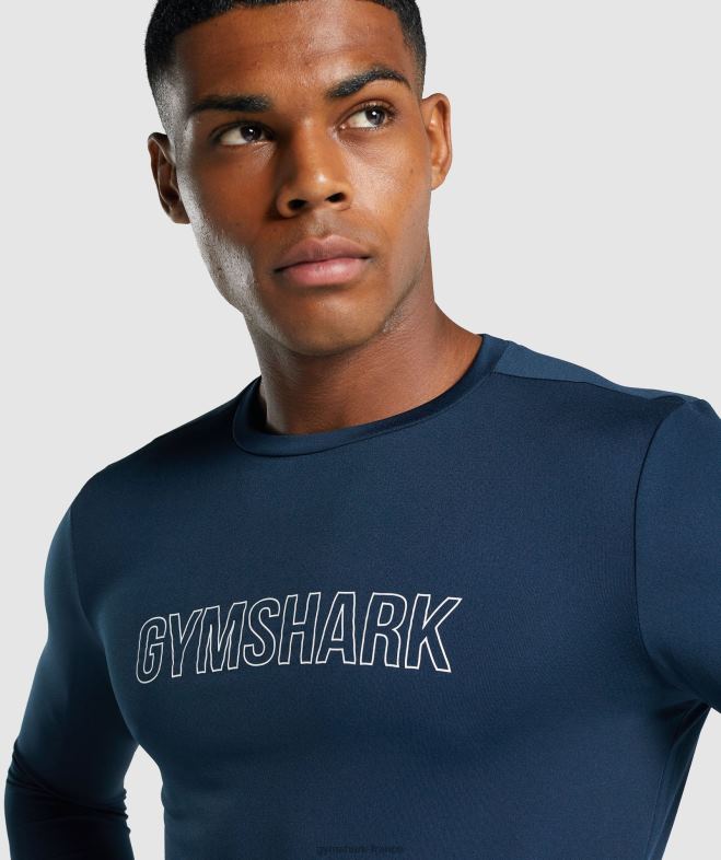 Gymshark t-shirt graphique à manches longues marine Hommes 6HF28669