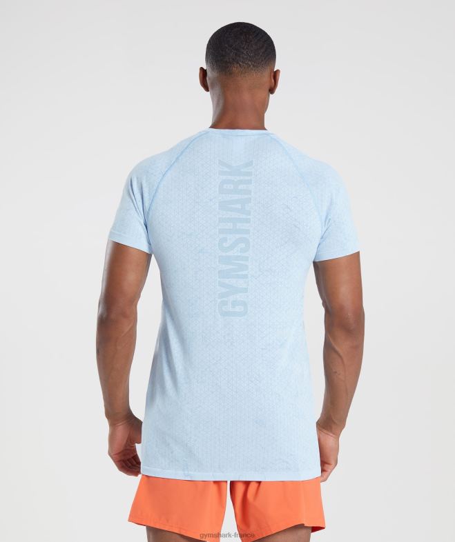Gymshark t-shirt géo sans couture blanc/bleu pierre de lune Hommes 6HF28604