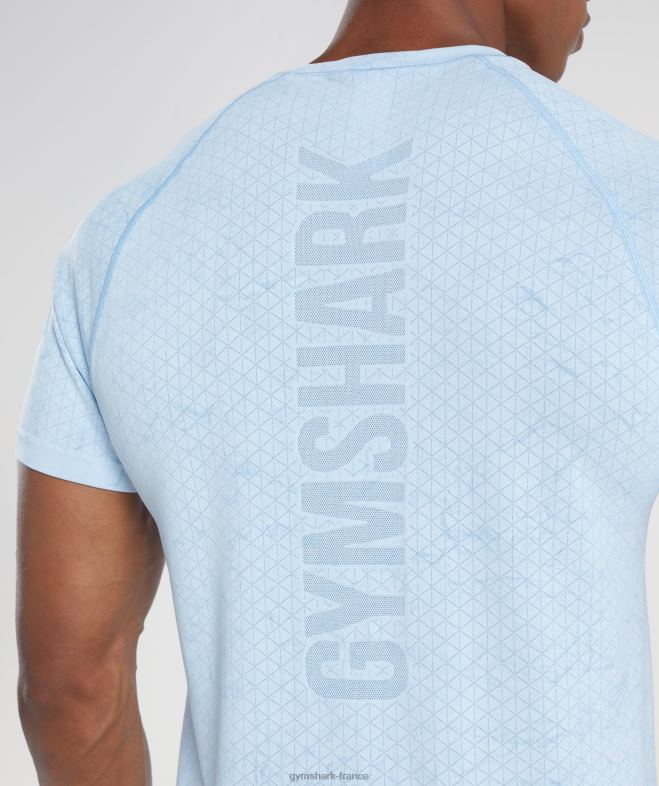 Gymshark t-shirt géo sans couture blanc/bleu pierre de lune Hommes 6HF28604