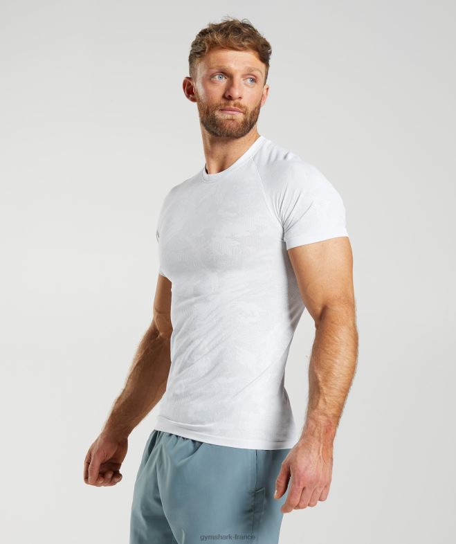 Gymshark t-shirt géo sans couture blanc/gris clair Hommes 6HF28742