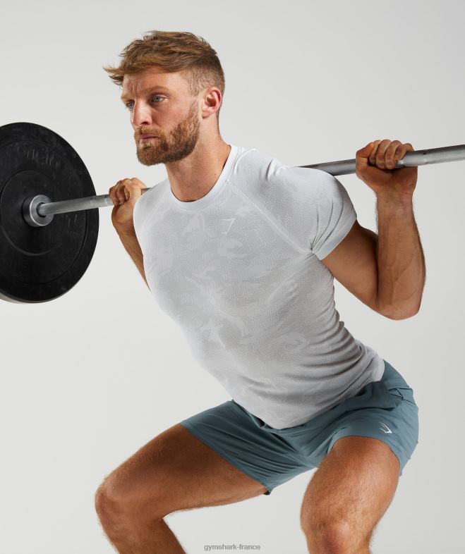 Gymshark t-shirt géo sans couture blanc/gris clair Hommes 6HF28742