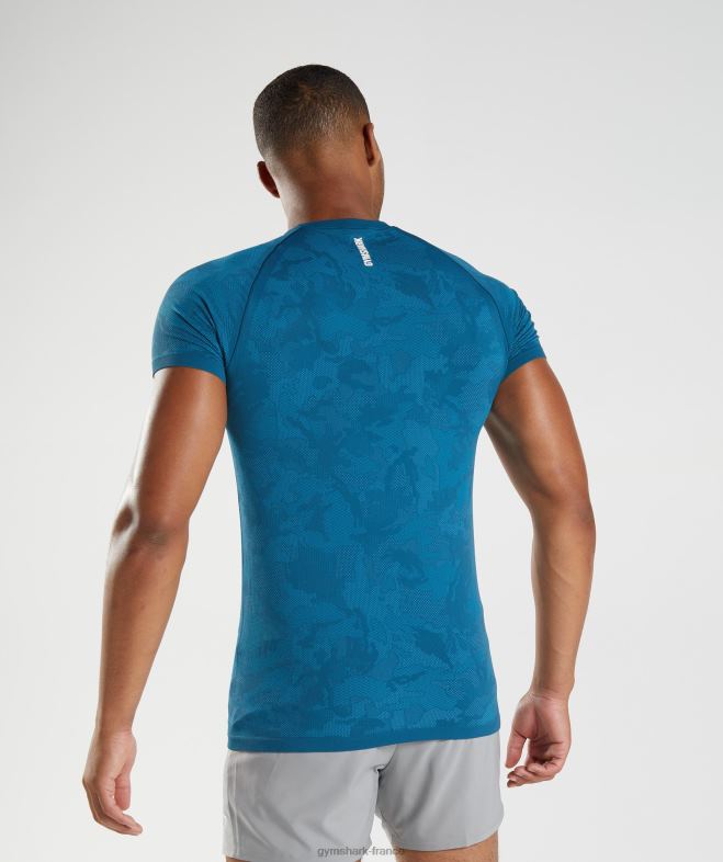 Gymshark t-shirt géo sans couture bleu atlantique/bleu requin Hommes 6HF28640