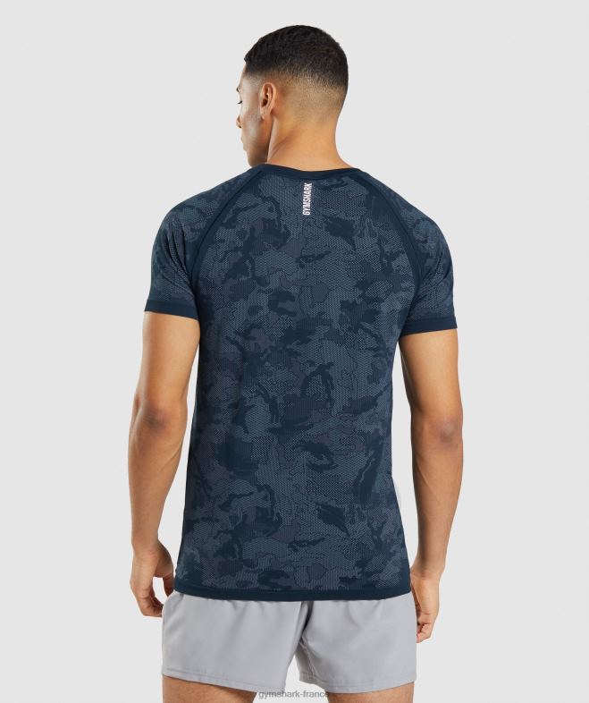 Gymshark t-shirt géo sans couture bleu marine/bleu brouillard Hommes 6HF28719