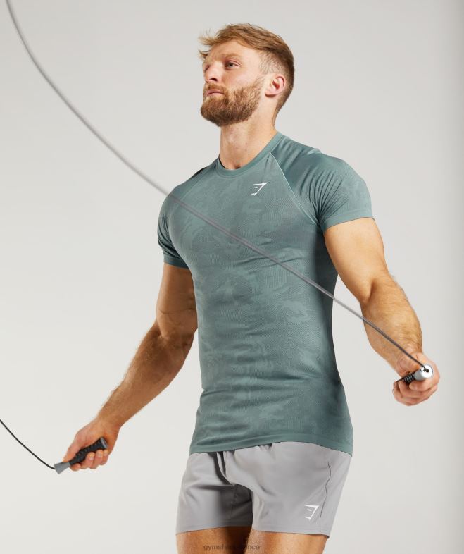 Gymshark t-shirt géo sans couture bleu tonnerre/gris cosmique Hommes 6HF28737
