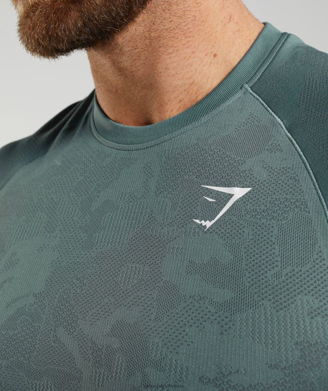 Gymshark t-shirt géo sans couture bleu tonnerre/gris cosmique Hommes 6HF28737