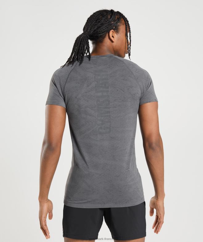 Gymshark t-shirt géo sans couture gris anthracite/noir Hommes 6HF28629