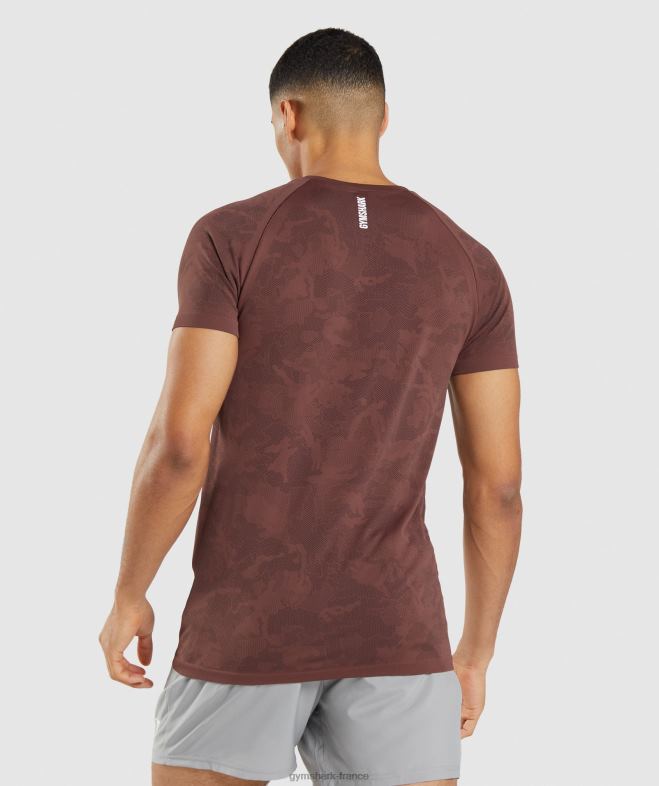 Gymshark t-shirt géo sans couture marron cerise/noir Hommes 6HF28674