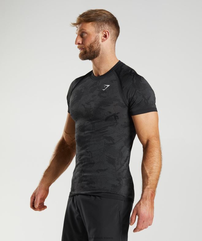 Gymshark t-shirt géo sans couture noir/gris anthracite Hommes 6HF28575