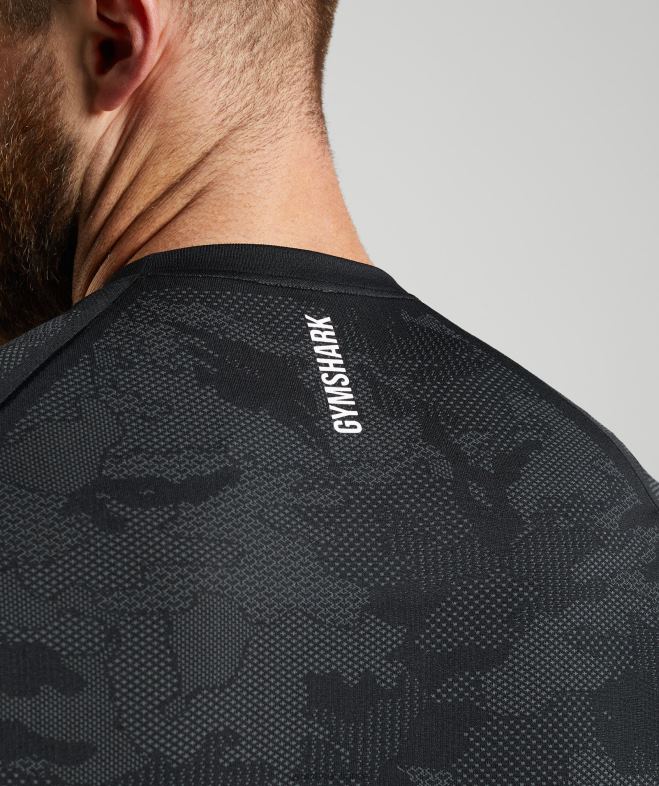Gymshark t-shirt géo sans couture noir/gris anthracite Hommes 6HF28575