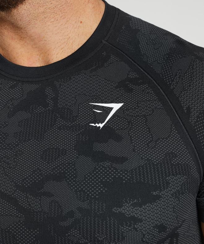 Gymshark t-shirt géo sans couture noir/gris anthracite Hommes 6HF28575