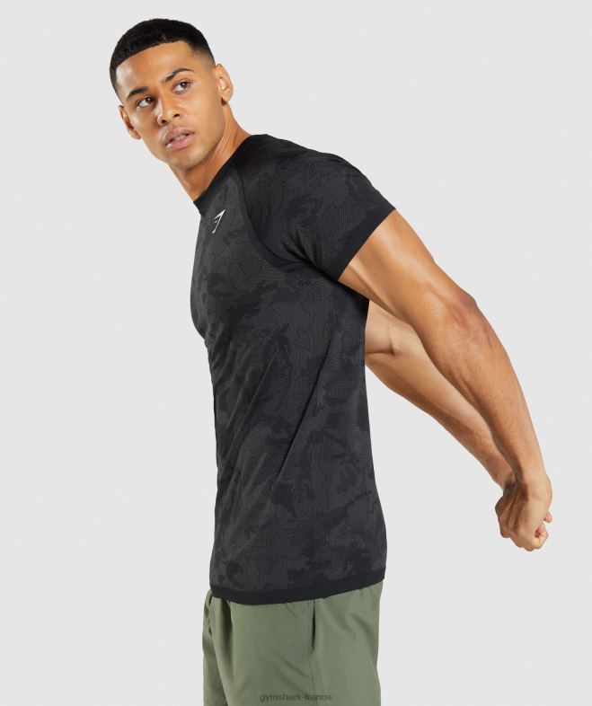 Gymshark t-shirt géo sans couture noir/gris anthracite Hommes 6HF28635