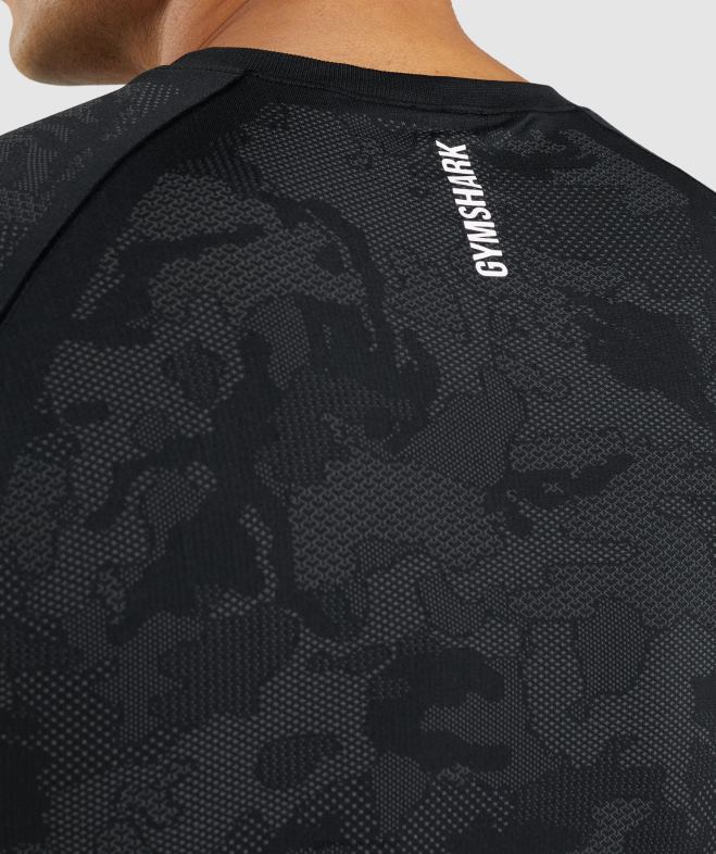 Gymshark t-shirt géo sans couture noir/gris anthracite Hommes 6HF28635