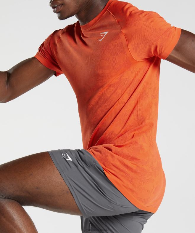 Gymshark t-shirt géo sans couture rouge poivre/rouge salsa Hommes 6HF28616