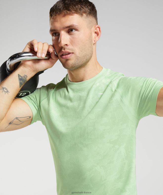 Gymshark t-shirt géo sans couture vert aloès/vert thé Hommes 6HF28609
