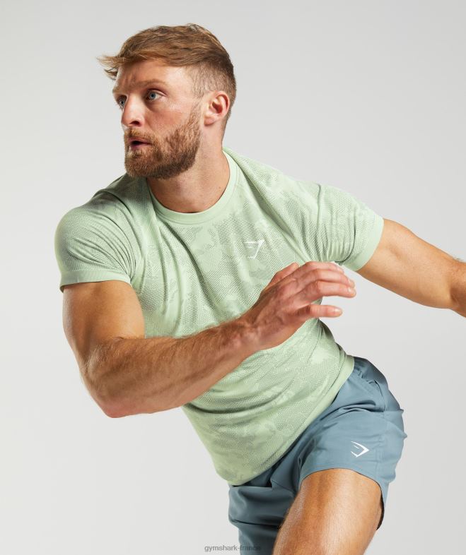 Gymshark t-shirt géo sans couture vert flore/vert saule Hommes 6HF28657