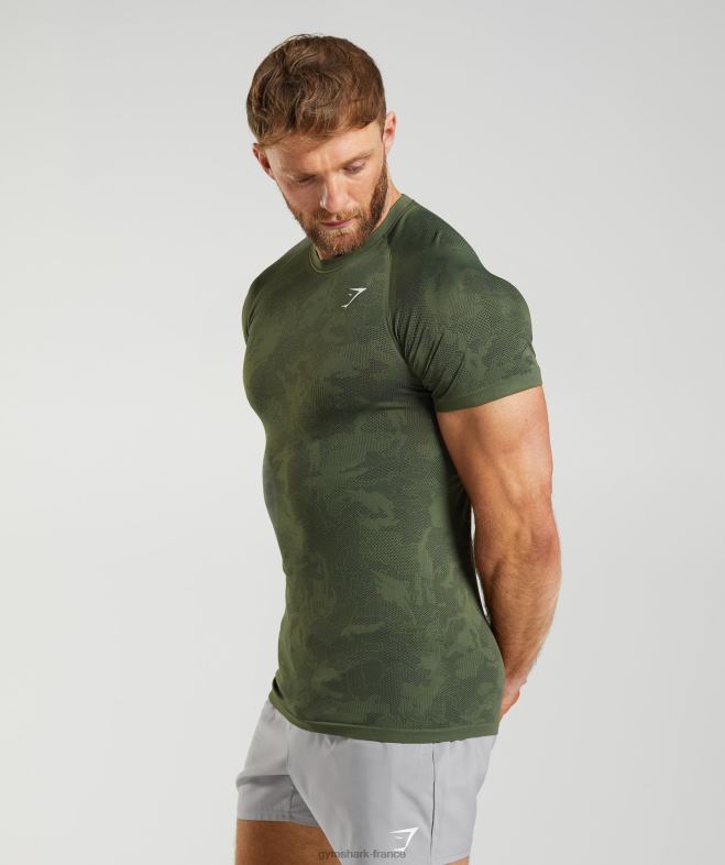 Gymshark t-shirt géo sans couture âme olive/noir Hommes 6HF28645