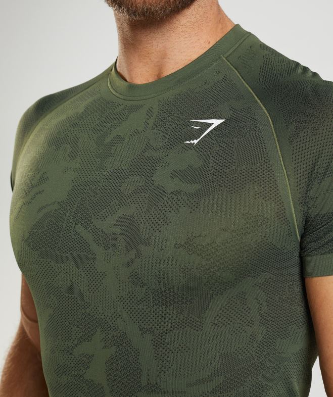 Gymshark t-shirt géo sans couture âme olive/noir Hommes 6HF28645