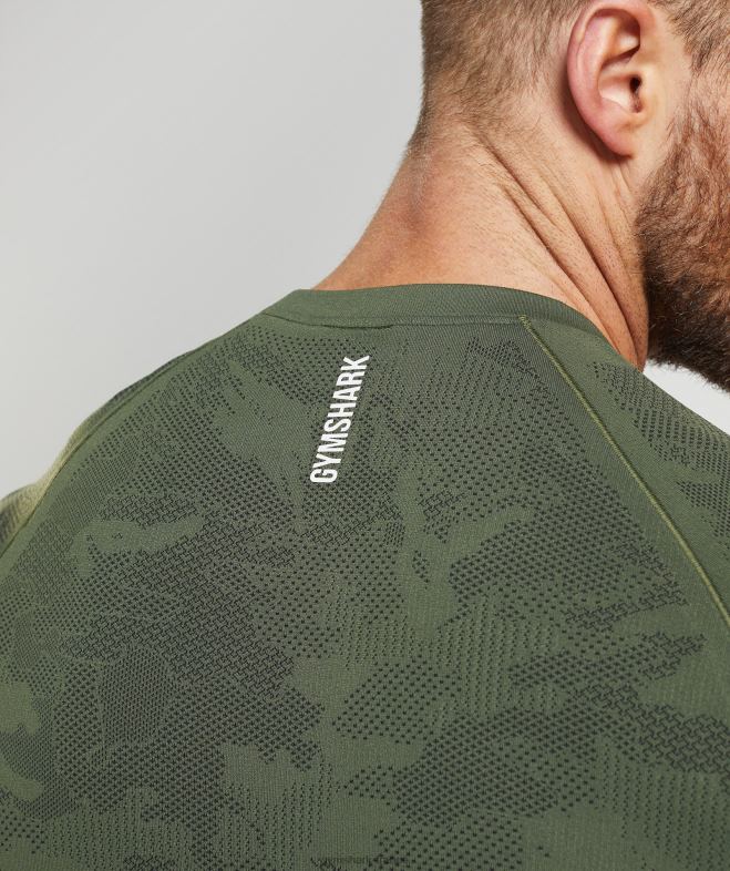 Gymshark t-shirt géo sans couture âme olive/noir Hommes 6HF28645