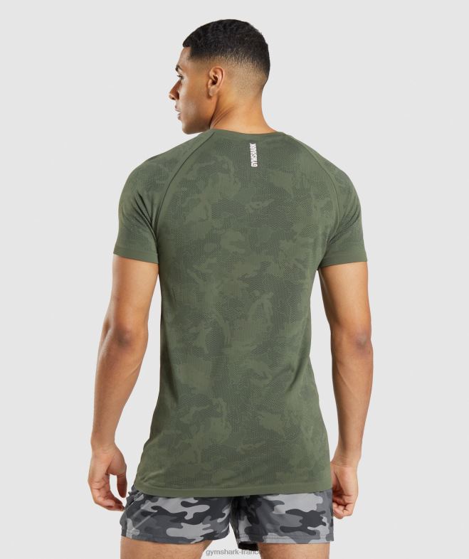 Gymshark t-shirt géo sans couture âme olive/noir Hommes 6HF28658