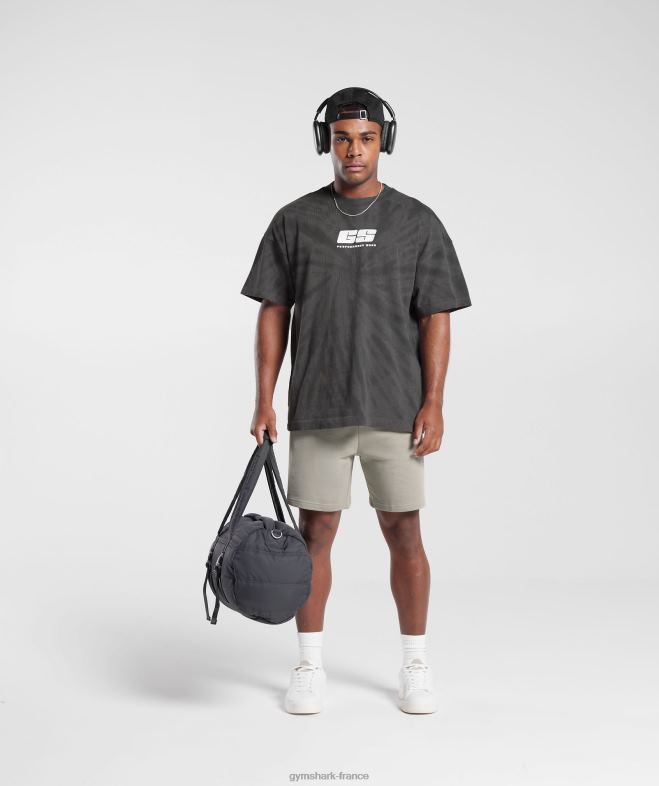 Gymshark t-shirt jour de repos silhouette gris/noir/lavage optique spirale Hommes 6HF28772