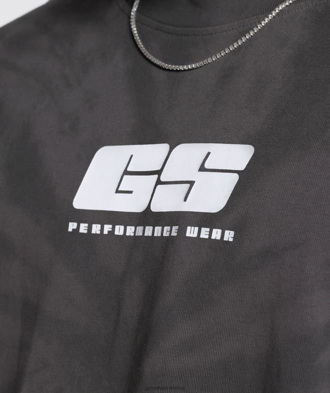 Gymshark t-shirt jour de repos silhouette gris/noir/lavage optique spirale Hommes 6HF28772