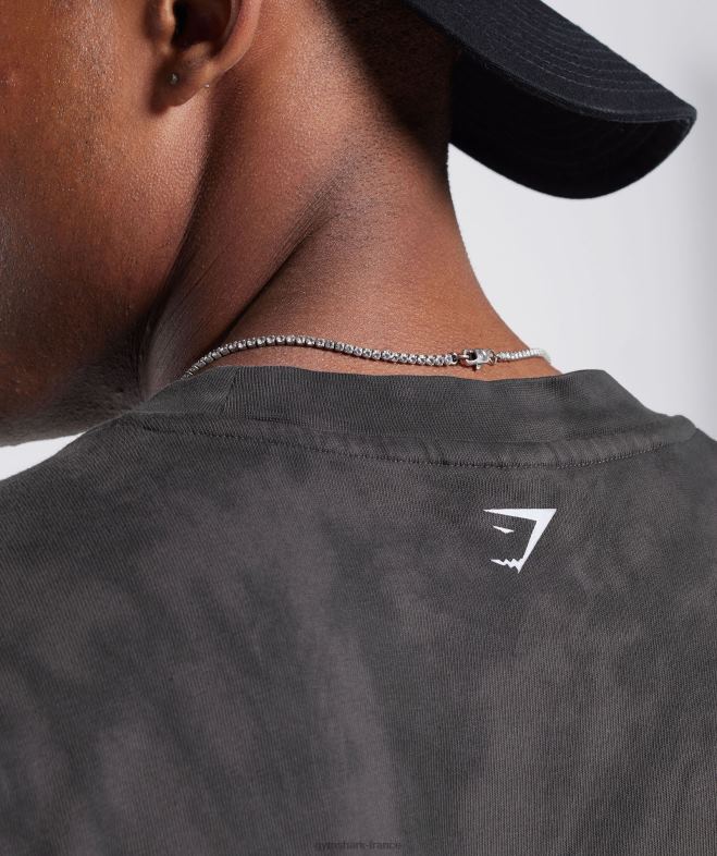 Gymshark t-shirt jour de repos silhouette gris/noir/lavage optique spirale Hommes 6HF28772