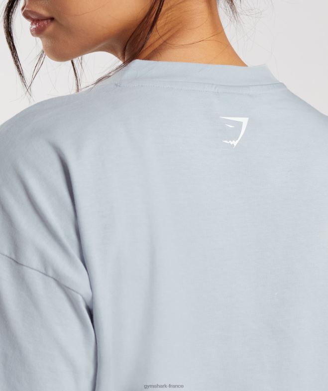 Gymshark t-shirt mi-long à motif brodé gris pierre de rivière femmes 6HF28486