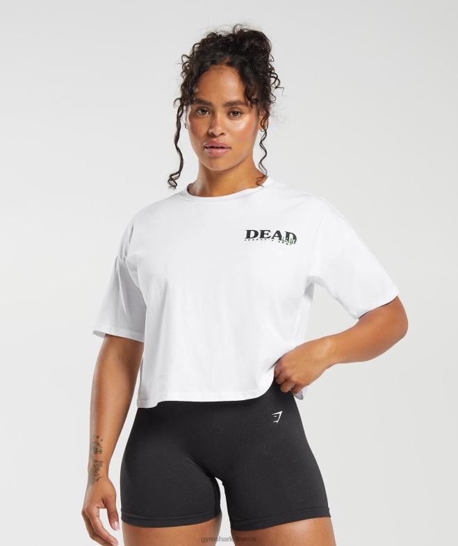 Gymshark t-shirt midi soulevé de terre blanc femmes 6HF28426