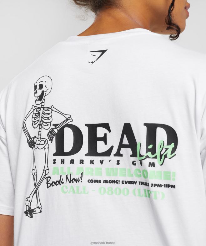 Gymshark t-shirt midi soulevé de terre blanc femmes 6HF28426