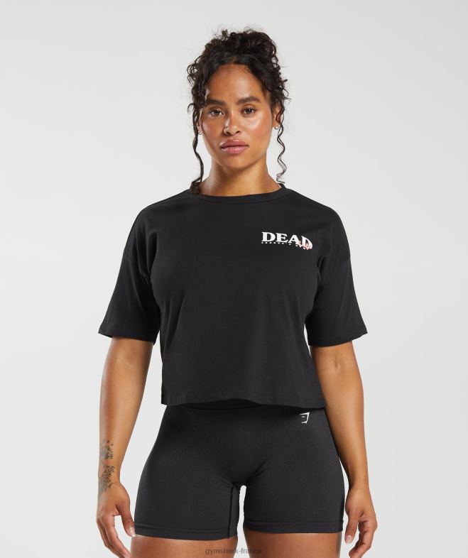 Gymshark t-shirt midi soulevé de terre noir femmes 6HF28413