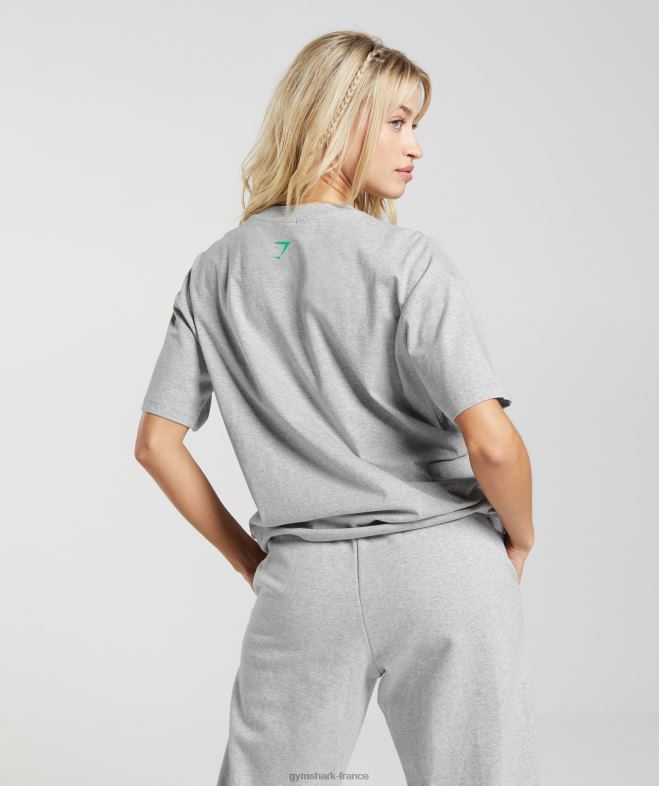 Gymshark t-shirt oversize au maximum chiné gris clair femmes 6HF28482