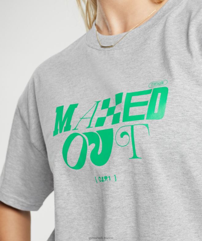 Gymshark t-shirt oversize au maximum chiné gris clair femmes 6HF28482