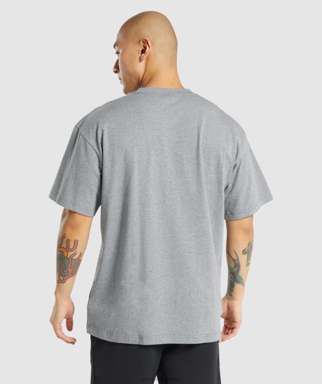 Gymshark t-shirt oversize essentiel gris anthracite chiné Hommes 6HF28620