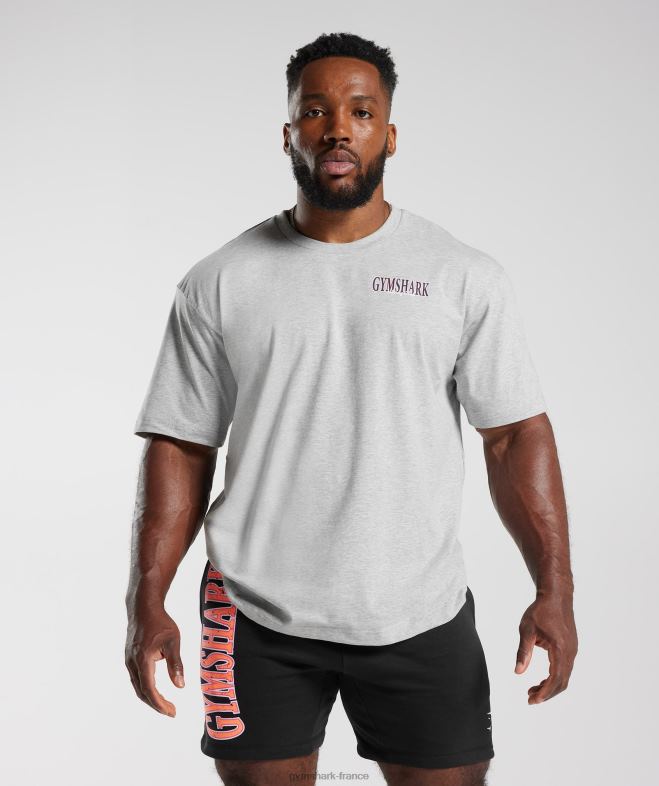 Gymshark t-shirt oversize rétrowave chiné à noyau gris clair Hommes 6HF28587