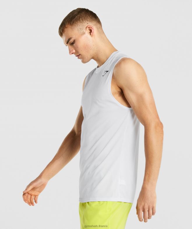 Gymshark t-shirt sans manches à l\arrivée blanc Hommes 6HF28898