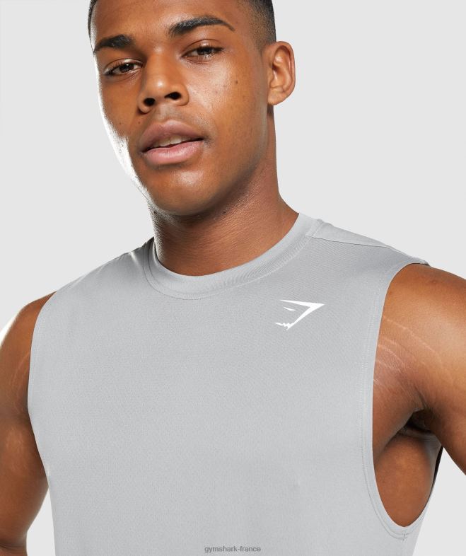 Gymshark t-shirt sans manches à l\arrivée gris fumé Hommes 6HF28947