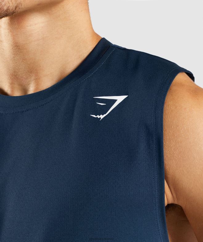 Gymshark t-shirt sans manches à l\arrivée marine Hommes 6HF28945