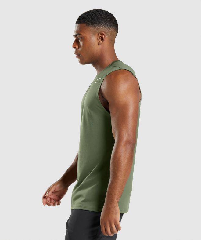 Gymshark t-shirt sans manches à l\arrivée noyau d\olive Hommes 6HF28950