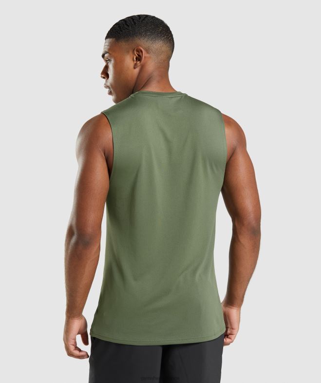 Gymshark t-shirt sans manches à l\arrivée noyau d\olive Hommes 6HF28950