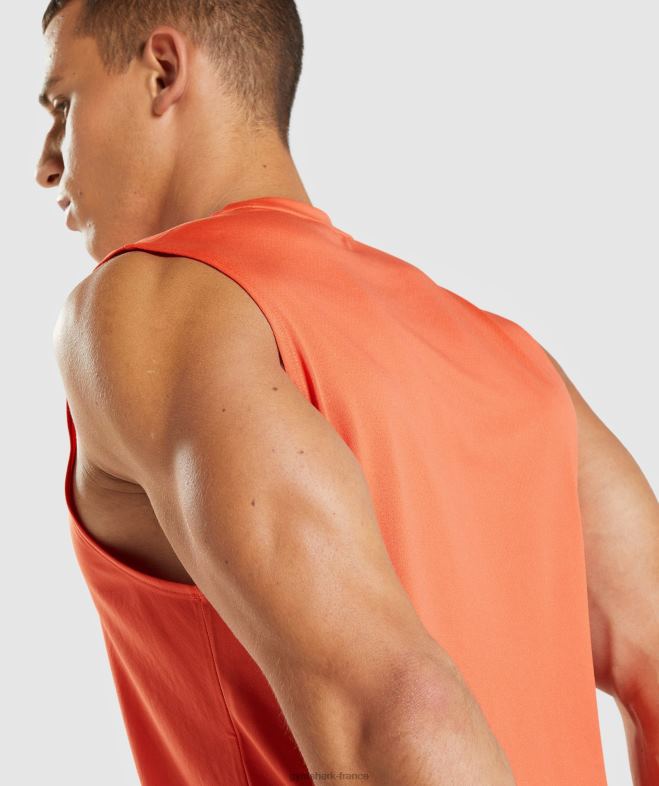 Gymshark t-shirt sans manches à l\arrivée papaye orange Hommes 6HF28939