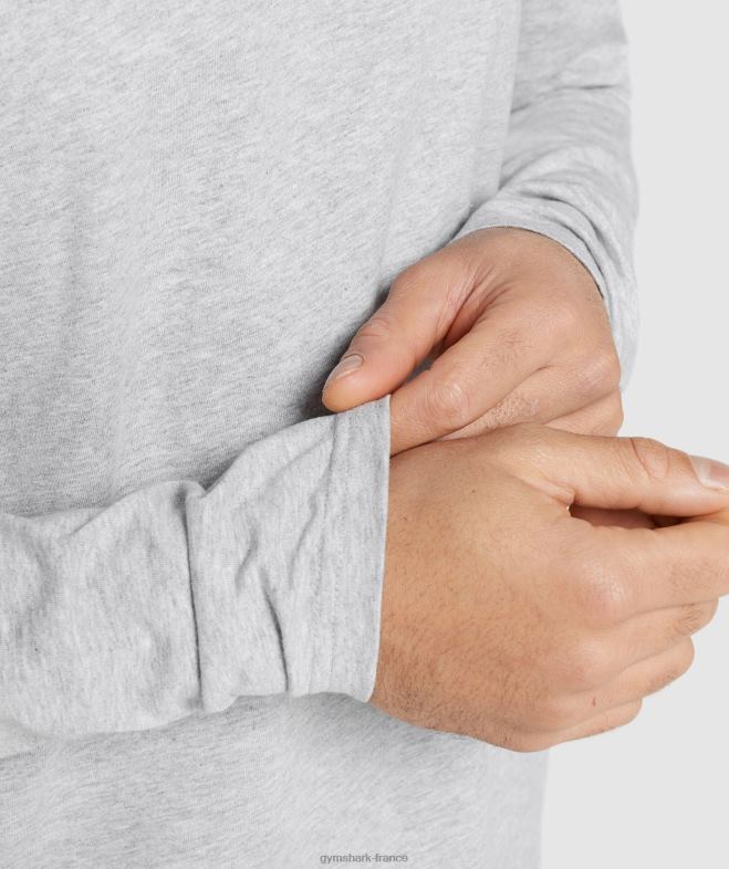 Gymshark t-shirt à manche longue chiné gris clair Hommes 6HF28610