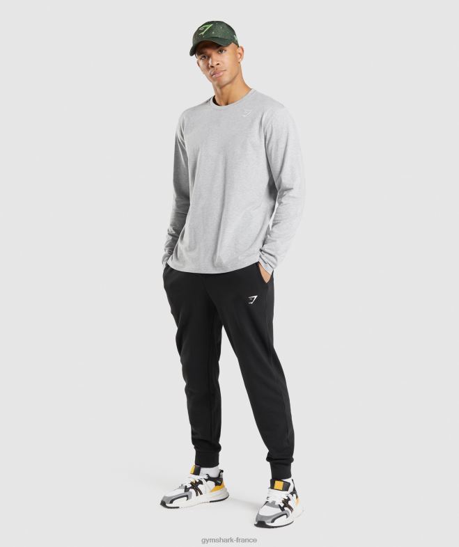 Gymshark t-shirt à manche longue chiné à noyau gris clair Hommes 6HF28727