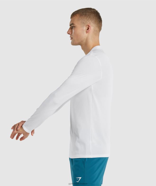 Gymshark t-shirt à manches longues blanc Hommes 6HF28649