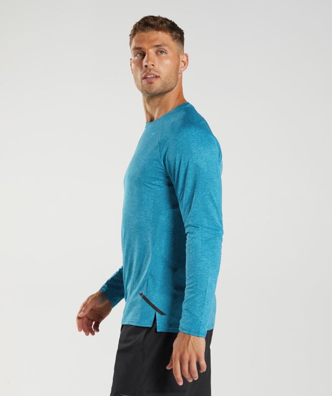 Gymshark t-shirt à manches longues bleu atlantique/bleu requin Hommes 6HF28672